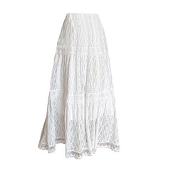 Lace Patchwork Fairy Ruffled Maxi Skirt