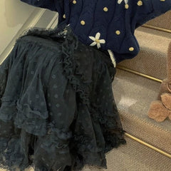 Fairy Lace Patchwork Ruffled Maxi Skirt