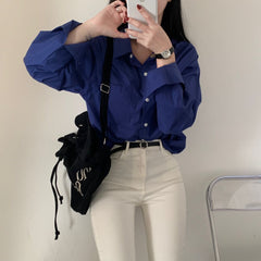 Solid Color Long Sleeve Blouse