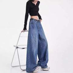Vintage Retro Washed Straight Jeans