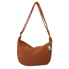Solid Color Corduroy Shoulder Bag