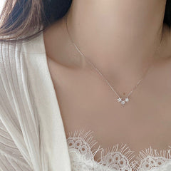 Double-layer Pearl Camellia Necklace - fairypeony