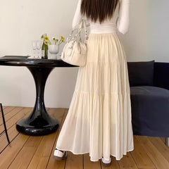 Solid Color Fairy Umbrella Maxi Skirt