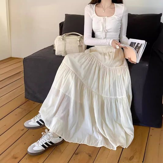 Solid Color Fairy Umbrella Maxi Skirt