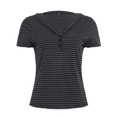 Vintage Striped Short Sleeve Hooded Tee