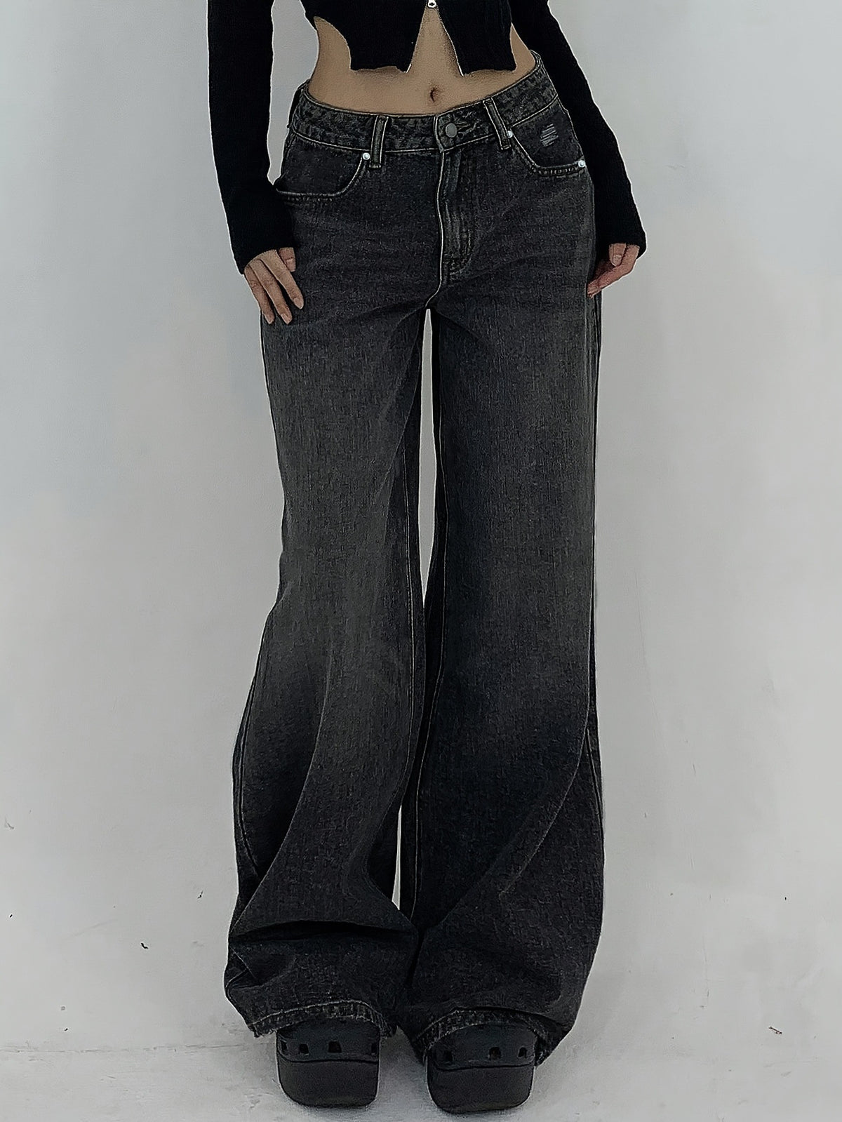 Vintage Wash Wide Leg Baggy Jeans