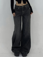 Vintage Wash Wide Leg Baggy Jeans