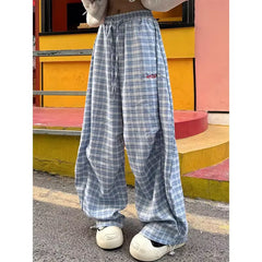 Aesthetic Checkered Print Baggy Pants