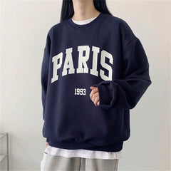 Round Neck Letter Print Oversized Pullover Sweatshirt