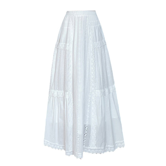 Aesthetic Lace Patchwork Maxi Skirt