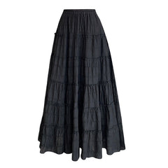 Fairycore Solid Color Ruffled Maxi Skirt