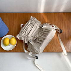 Solid Color Ruffled Backpack
