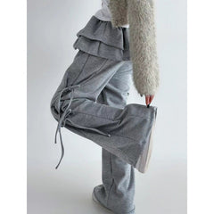 Sweet Lace Skirt Lace-up Wide-leg Pants
