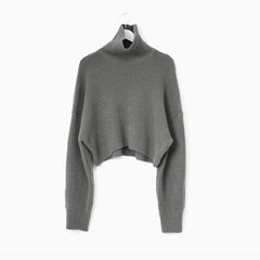 Dark Academia Solid Color High Neck Sweater
