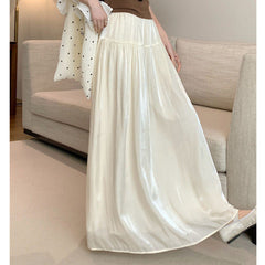 Aesthetic High Waist Solid Color Maxi Skirt