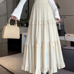 Aesthetic High Waist Ruffled Maxi Skirt