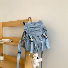 Solid Color Ruffled Backpack