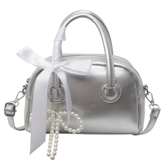 Aesthetic Bow Pu Leather Crossbody Bag