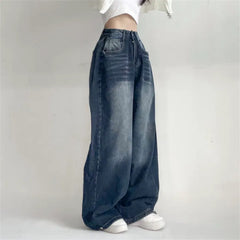 Vintage Blue Washed Wide Leg Jeans