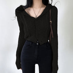 Vintage V-Neck Long Sleeve Knitted Cardigan