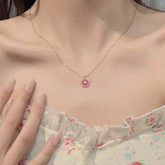 Double-layer Pearl Camellia Necklace - fairypeony