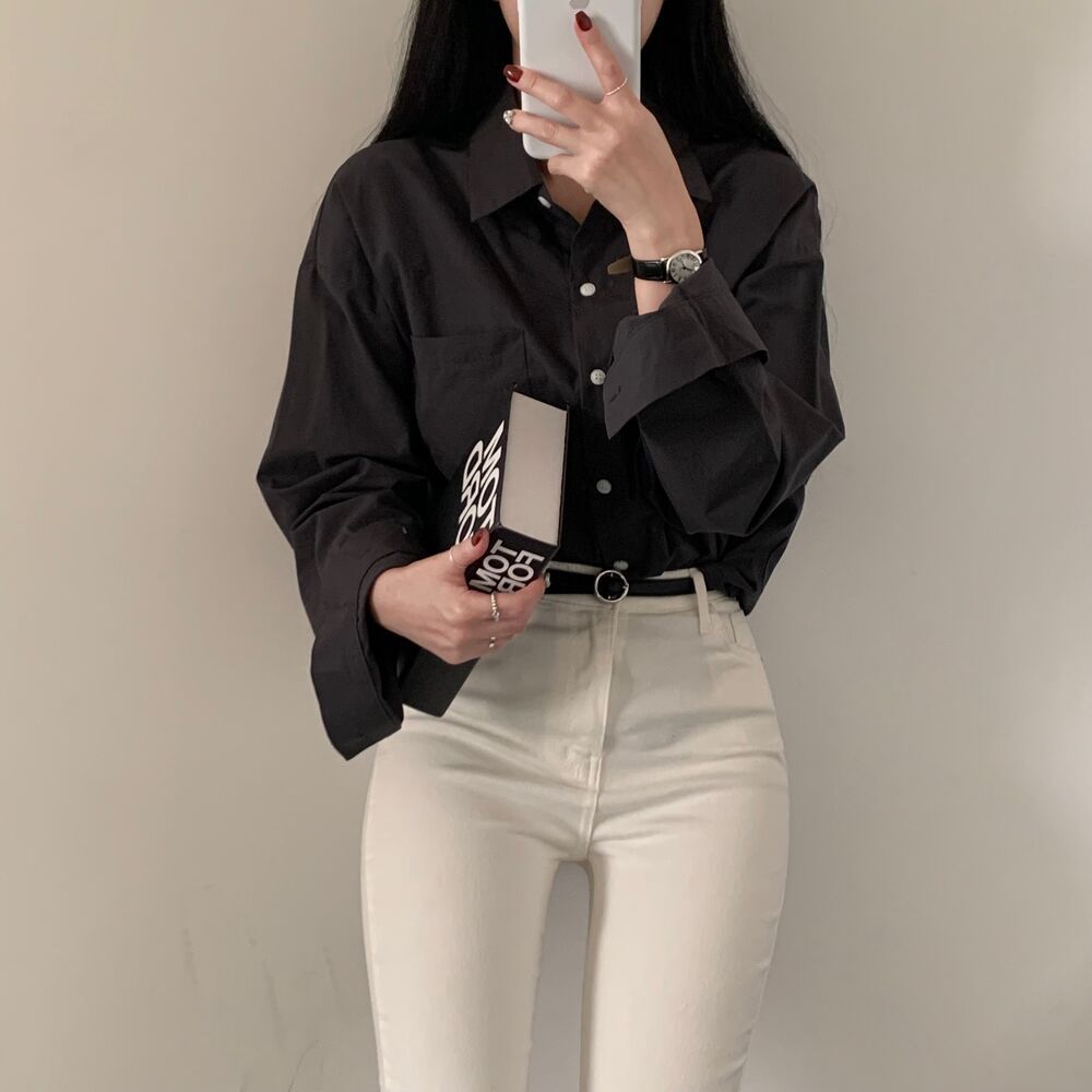 Solid Color Long Sleeve Blouse