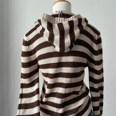 Vintage V-Neck Front Tie Hooded Sweater