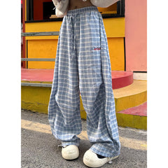 Aesthetic Checkered Print Baggy Pants