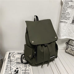Vintage Solid Color Large Capacity Backpack