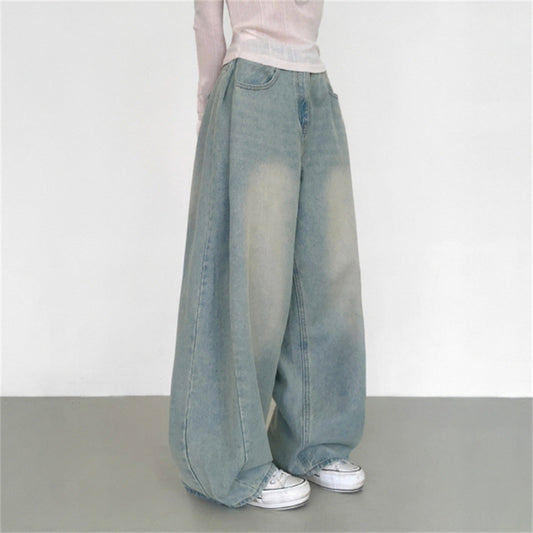 Casual Light Wash High Waist Baggy Jeans