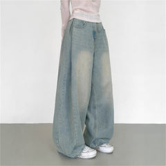 Casual Light Wash High Waist Baggy Jeans