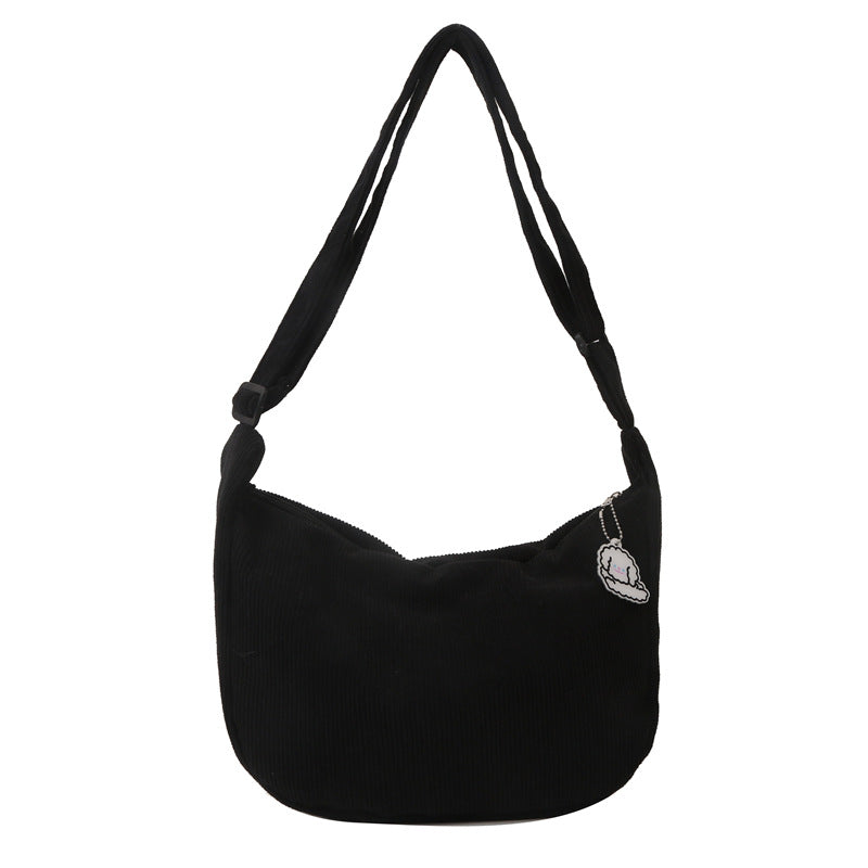 Solid Color Corduroy Shoulder Bag