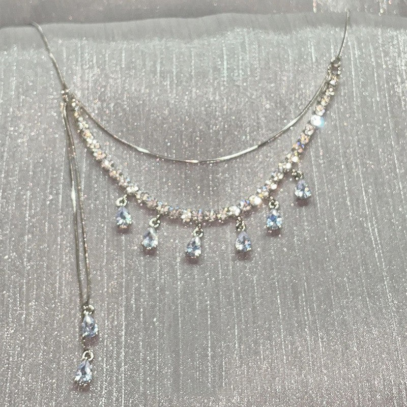 Pearl and Rhinestone Pendant Necklace - fairypeony