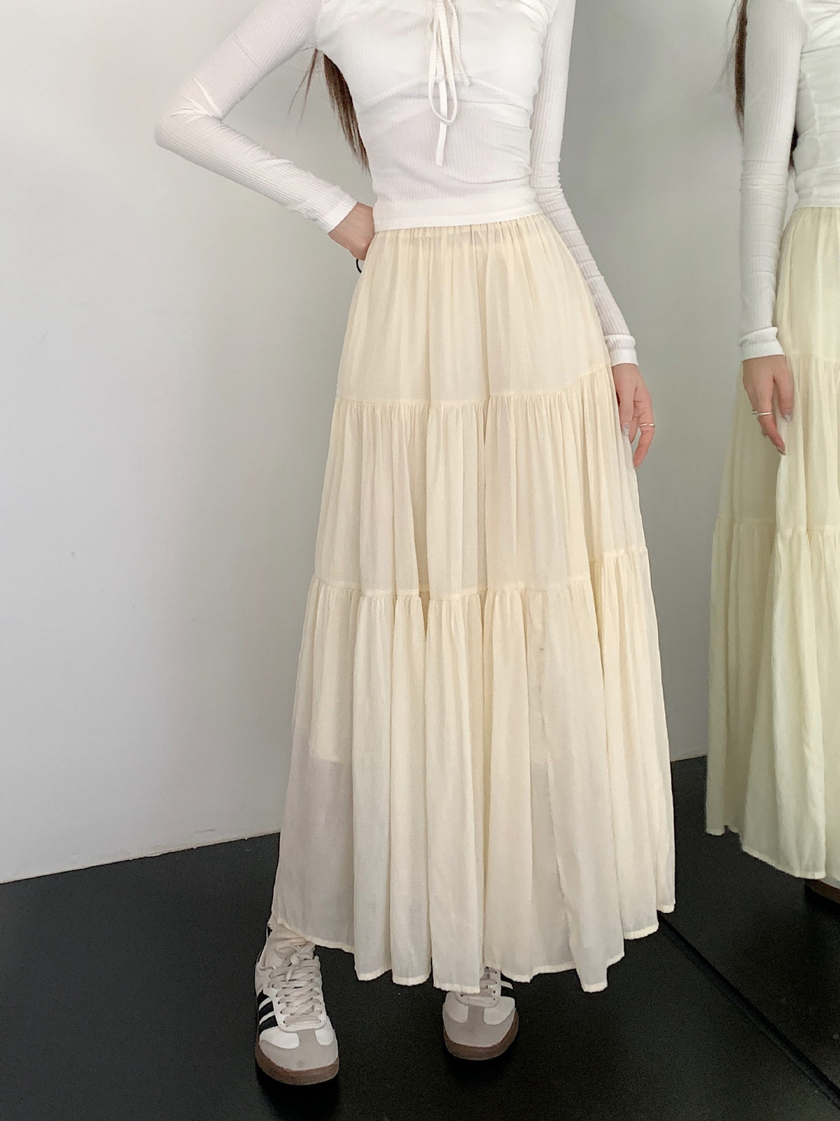 Solid Color Fairy Umbrella Maxi Skirt
