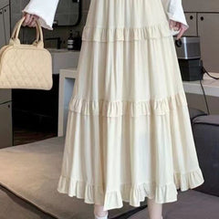 Aesthetic High Waist Ruffled Maxi Skirt