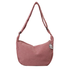 Solid Color Corduroy Shoulder Bag