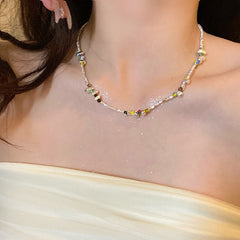 Galaxy Silver Pearl Necklace