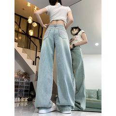 Back Bow Embroidered Wide Leg Jeans