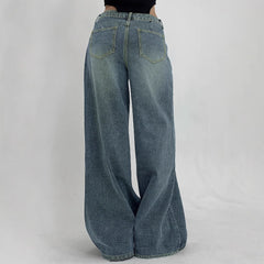 Vintage Wash Wide Leg Baggy Jeans