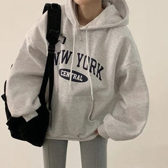 Vintage Letter Printed Oversized Hoodie - fairypeony