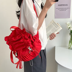 Solid Color Ruffled Backpack