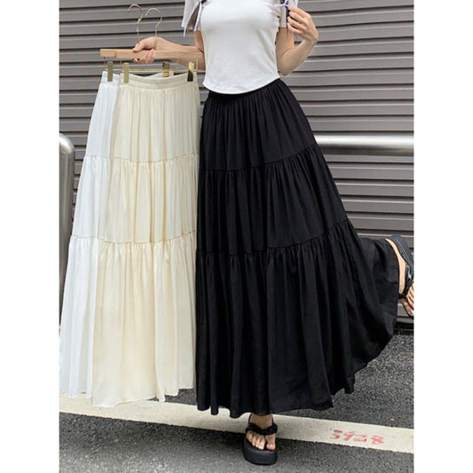 Coquette Solid Color Umbrella Maxi Skirt