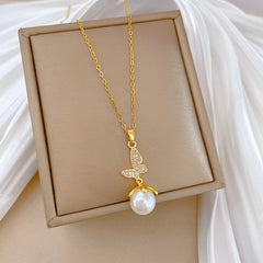Fairy Pearl Butterfly Necklace