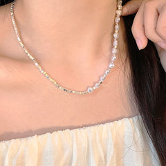Galaxy Silver Pearl Necklace