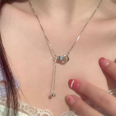 Double-layer Pearl Camellia Necklace - fairypeony