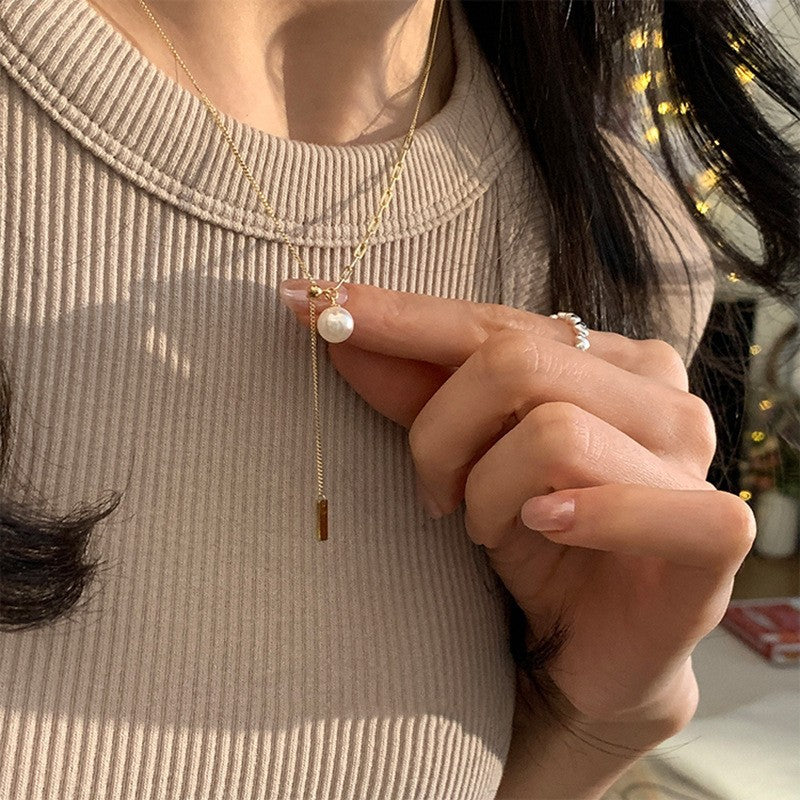 Double-layer Pearl Camellia Necklace - fairypeony