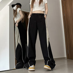 Contrasting Straight Leg Sweatpants - fairypeony