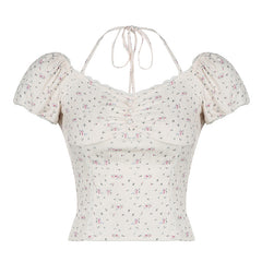 Aesthetic Puff Short Sleeve Floral Tee
