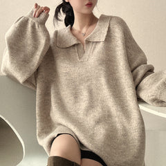 Polo Collar Mid Length Oversized Sweater
