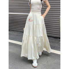 Coquette Solid Color Umbrella Maxi Skirt